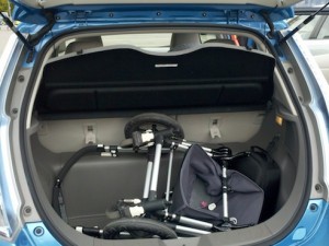 Nissan LEAF trunk baby stroller